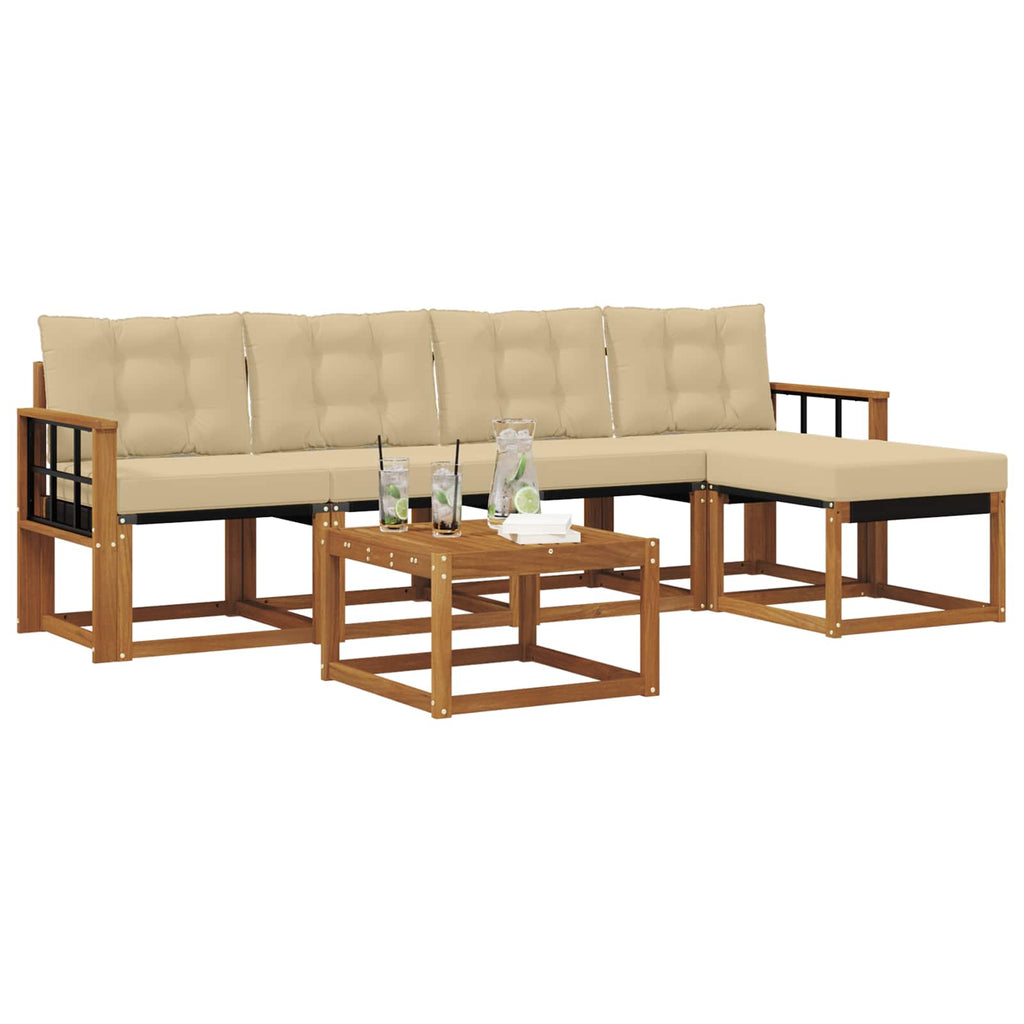 Outdoor-Sofagarnitur mit Kissen 6 pcs Natur und Beige