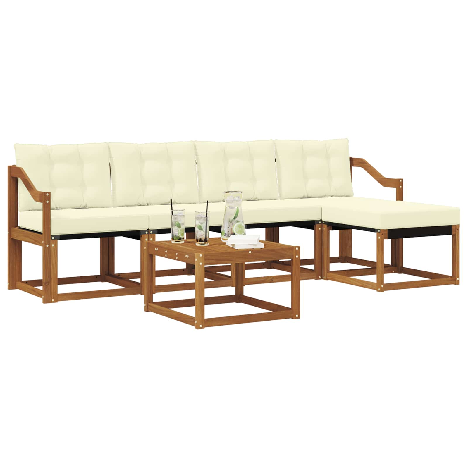 Outdoor-Sofagarnitur mit Kissen 6 pcs Natur und Creme