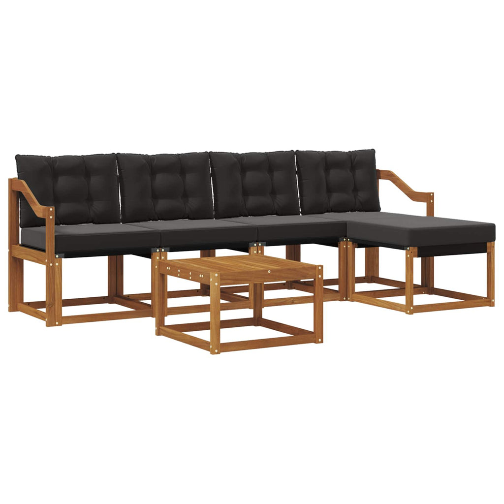 Outdoor-Sofagarnitur mit Kissen 6 pcs Natürlich und Schwarz
