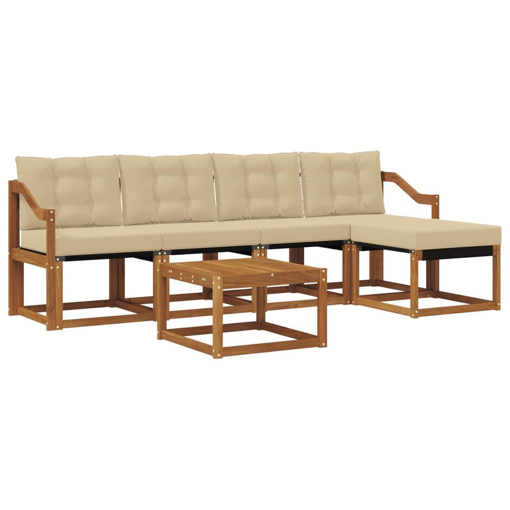 Outdoor-Sofagarnitur mit Kissen 6 pcs Natur und Beige