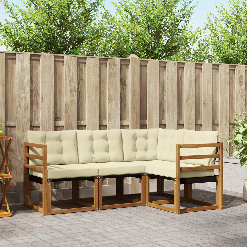 Outdoor-Sofagarnitur mit Kissen 4 pcs Natur und Creme