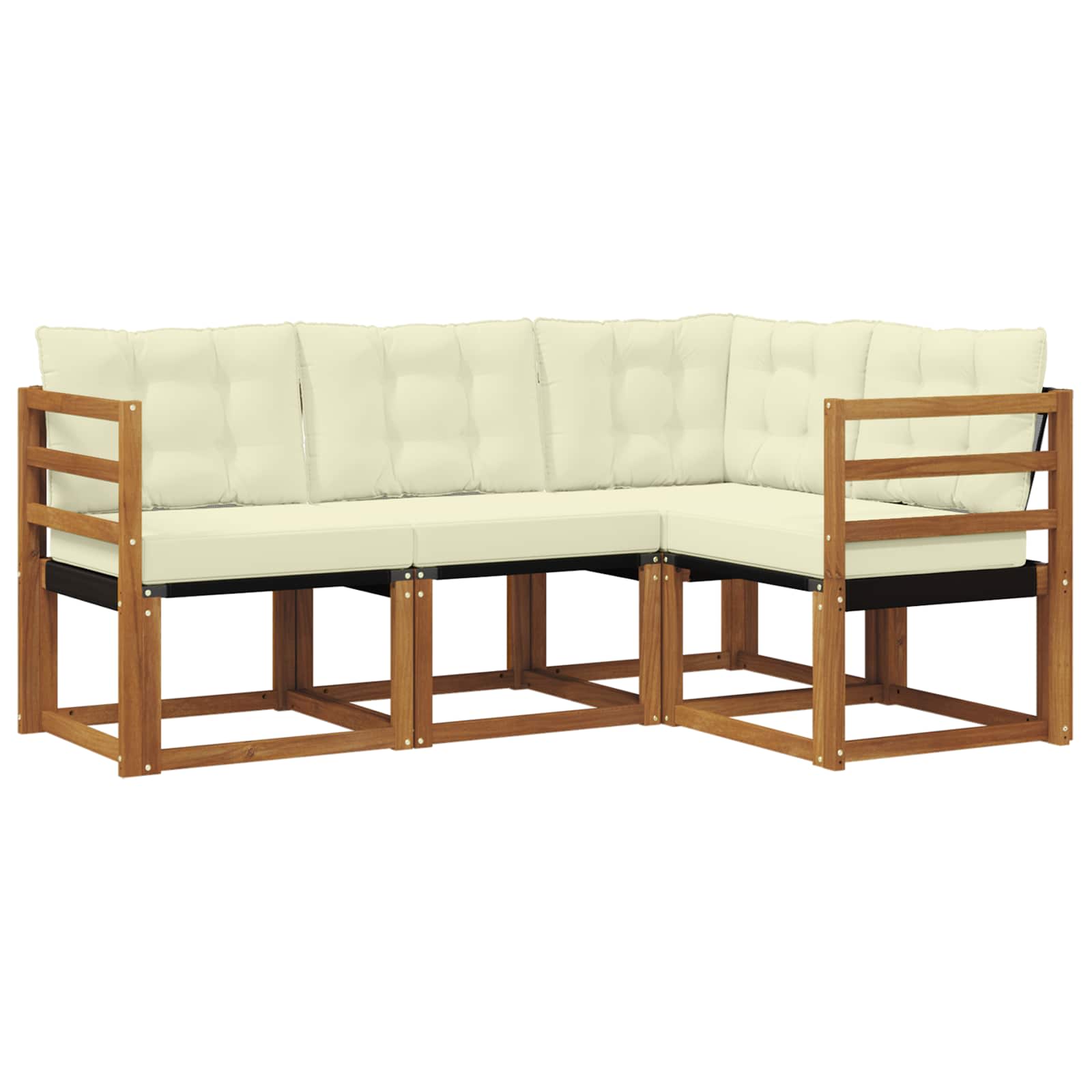 Outdoor-Sofagarnitur mit Kissen 4 pcs Natur und Creme