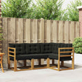 Outdoor-Sofagarnitur mit Kissen 4 pcs Natürlich und Schwarz