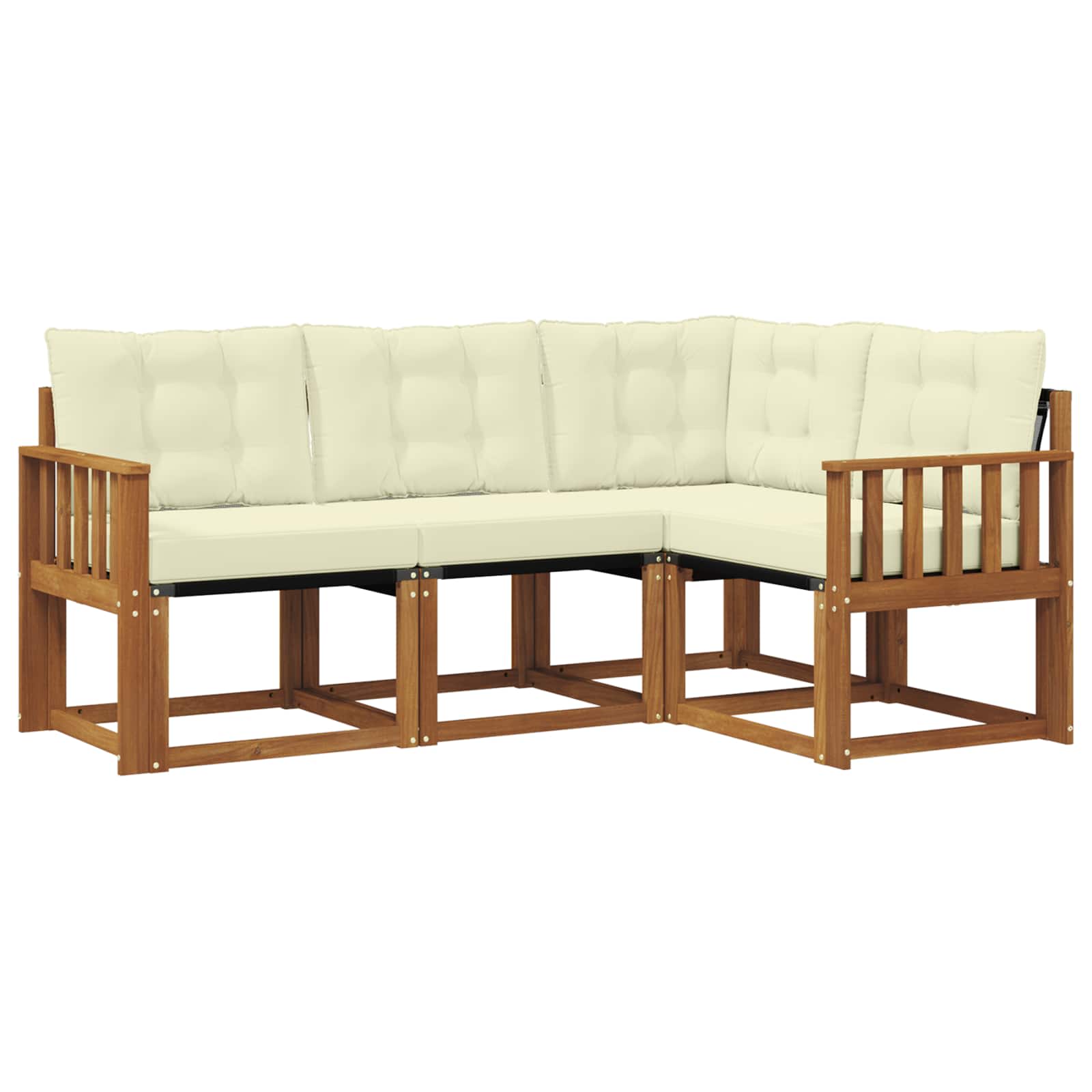 Outdoor-Sofagarnitur mit Kissen 4 pcs Natur und Creme
