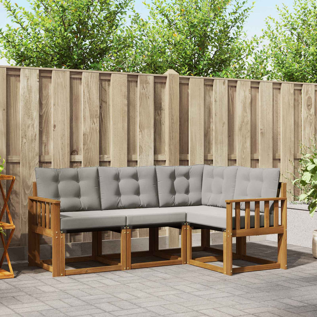 Outdoor-Sofagarnitur mit Kissen 4 pcs Natürlich und Hellgrau
