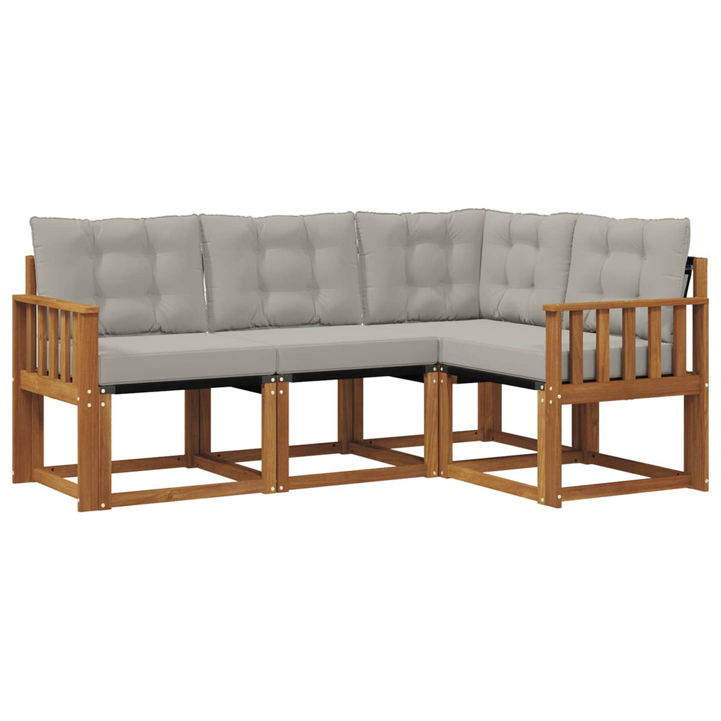 Outdoor-Sofagarnitur mit Kissen 4 pcs Natürlich und Hellgrau