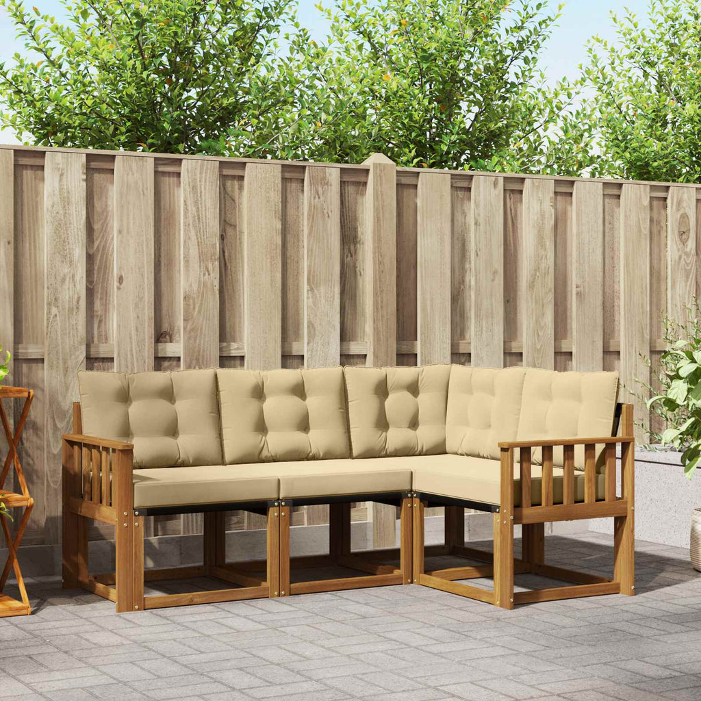 Outdoor-Sofagarnitur mit Kissen 4 pcs Natur und Beige