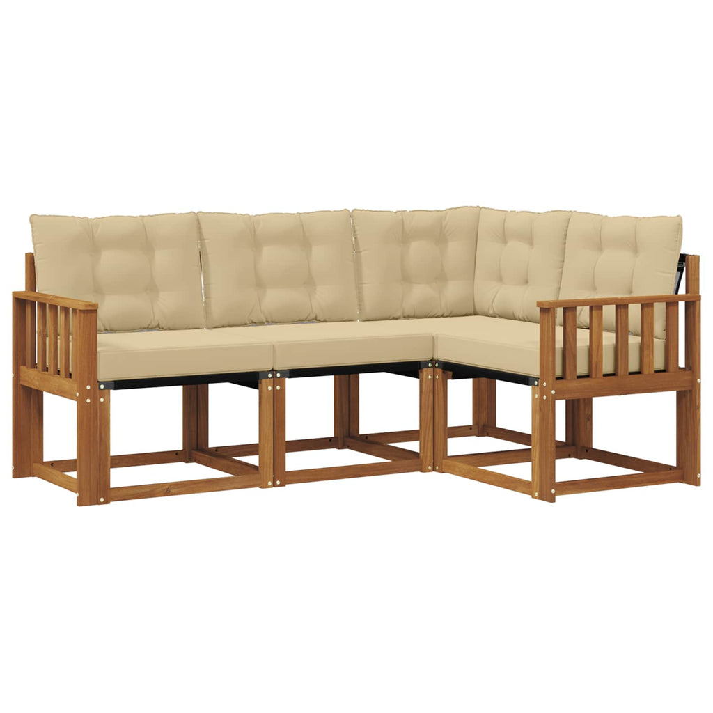 Outdoor-Sofagarnitur mit Kissen 4 pcs Natur und Beige