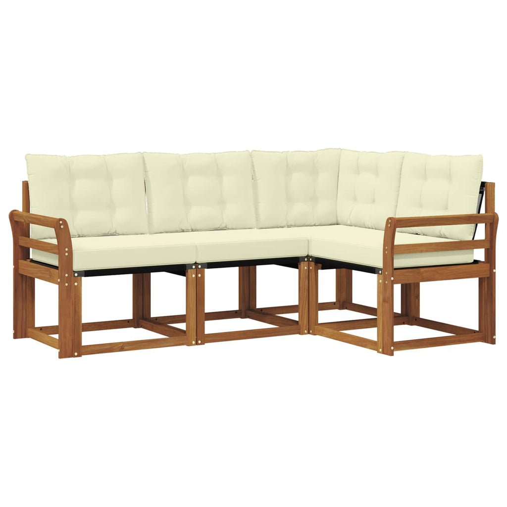 Outdoor-Sofagarnitur mit Kissen 4 pcs Natur und Creme