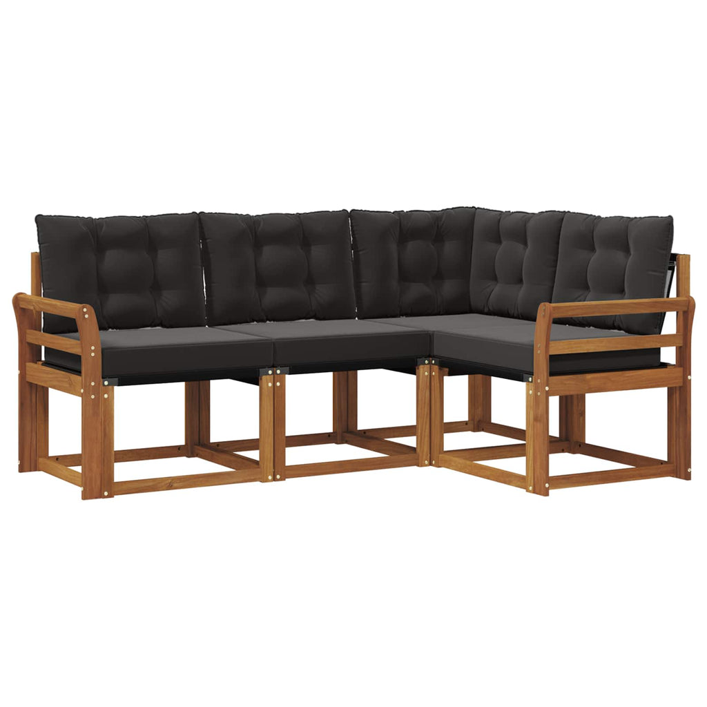 Outdoor-Sofagarnitur mit Kissen 4 pcs Natürlich und Schwarz