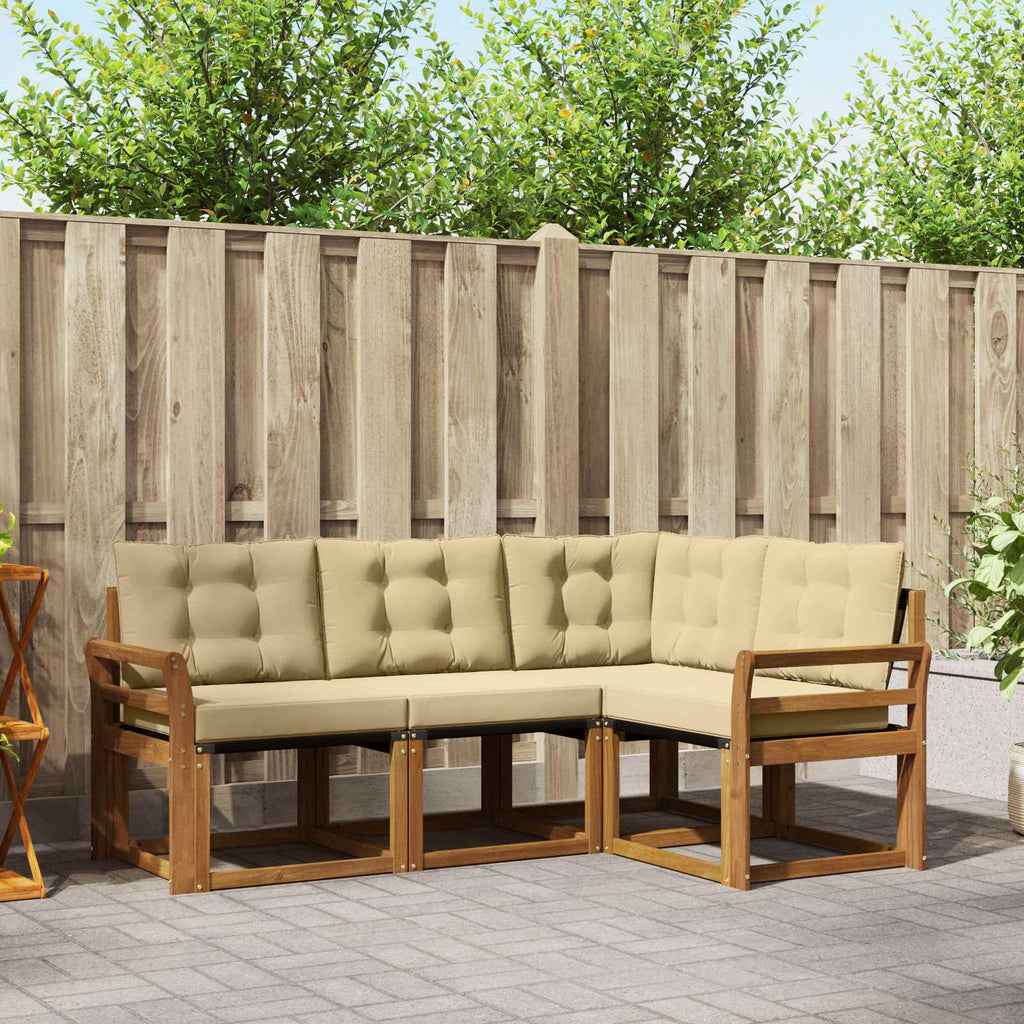 Outdoor-Sofagarnitur mit Kissen 4 pcs Natur und Beige
