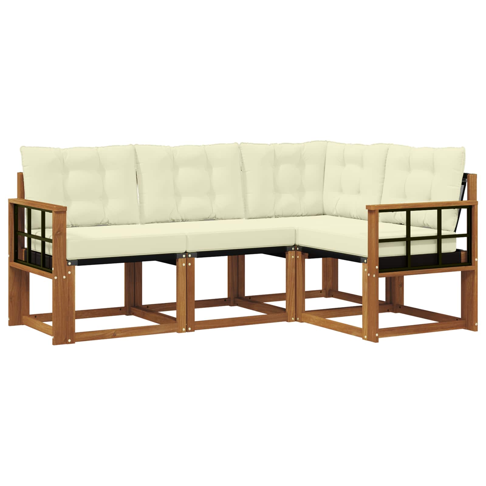 Outdoor-Sofagarnitur mit Kissen 4 pcs Natur und Creme