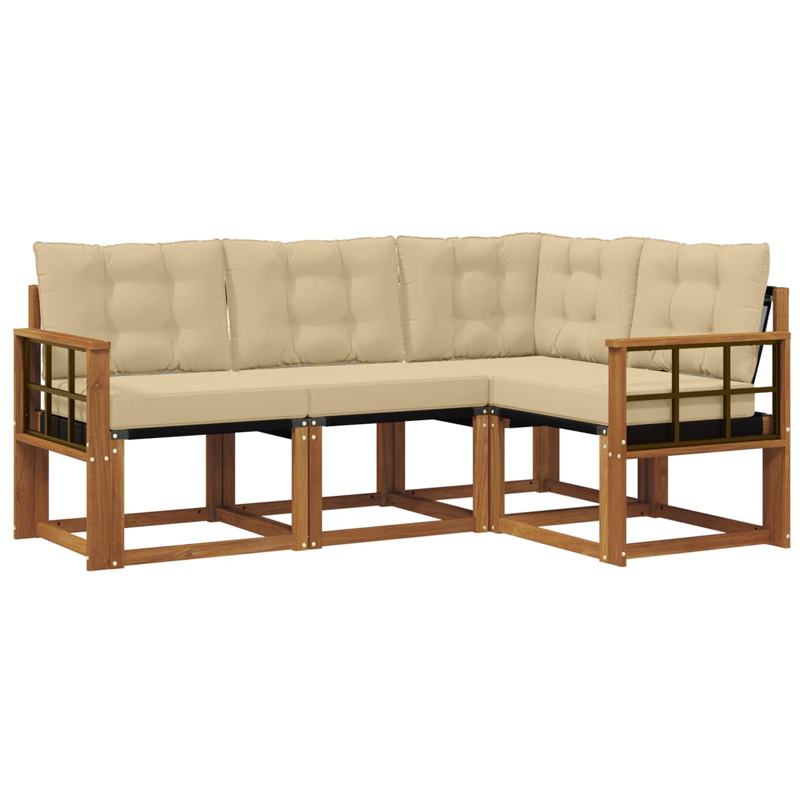 Outdoor-Sofagarnitur mit Kissen 4 pcs Natur und Beige