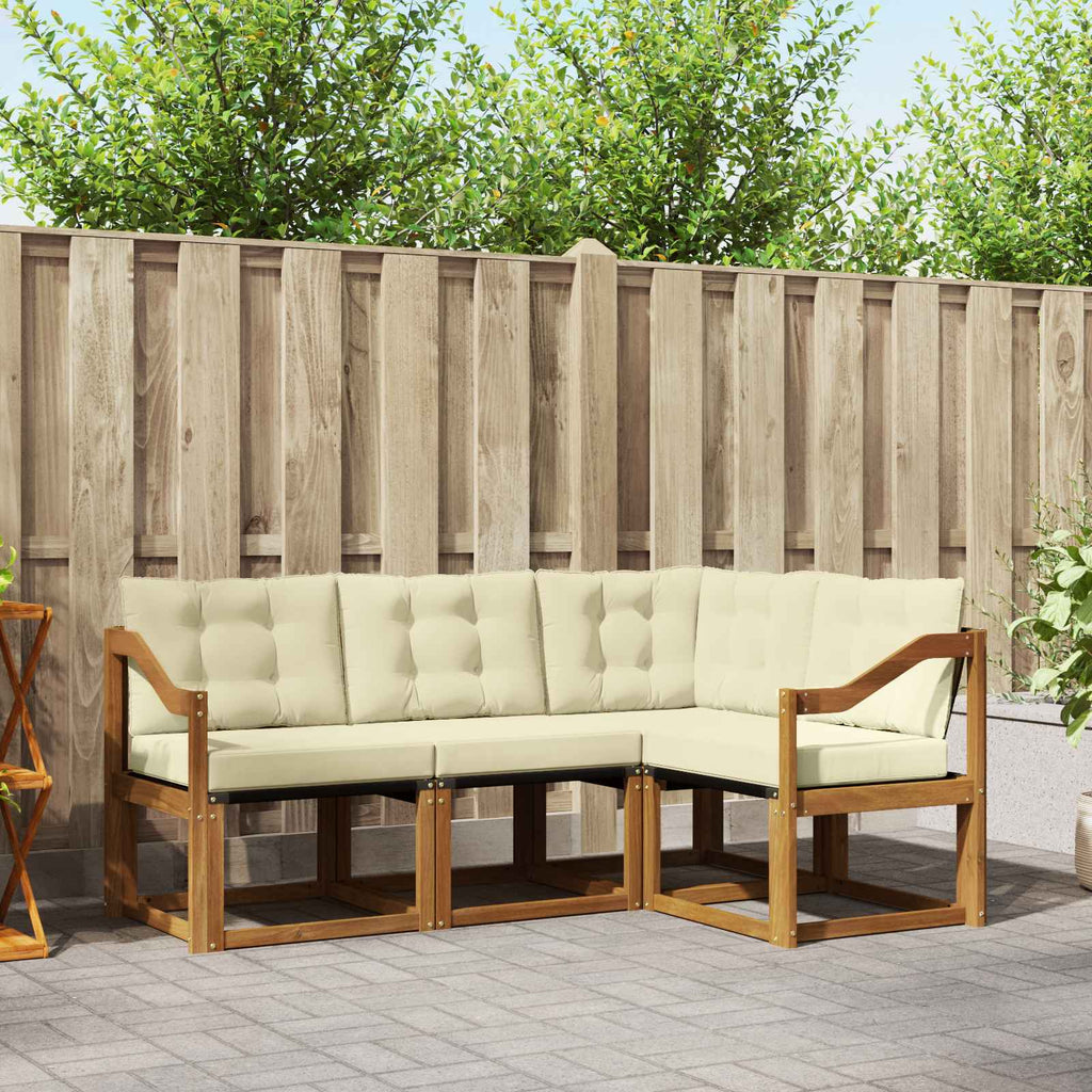 Outdoor-Sofagarnitur mit Kissen 4 pcs Natur und Creme