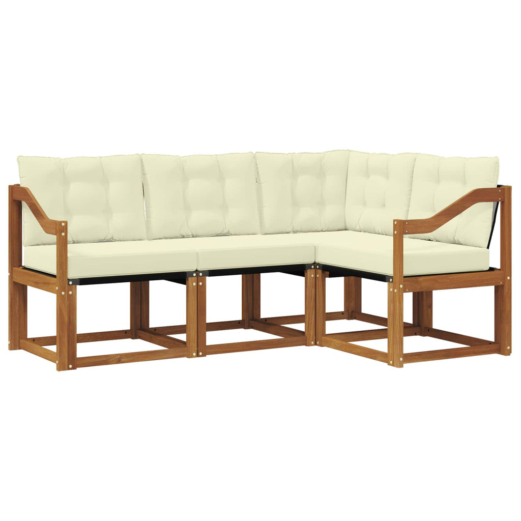 Outdoor-Sofagarnitur mit Kissen 4 pcs Natur und Creme