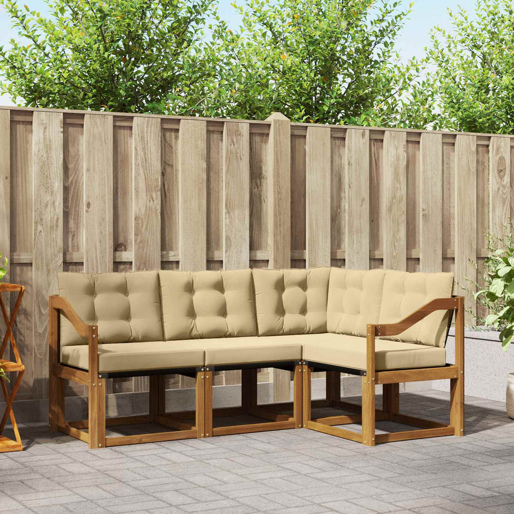 Outdoor-Sofagarnitur mit Kissen 4 pcs Natur und Beige
