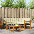 Outdoor-Sofagarnitur mit Kissen 5 pcs Natur und Creme