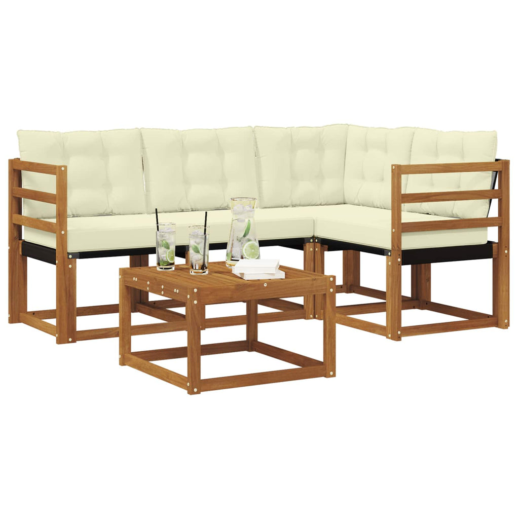 Outdoor-Sofagarnitur mit Kissen 5 pcs Natur und Creme