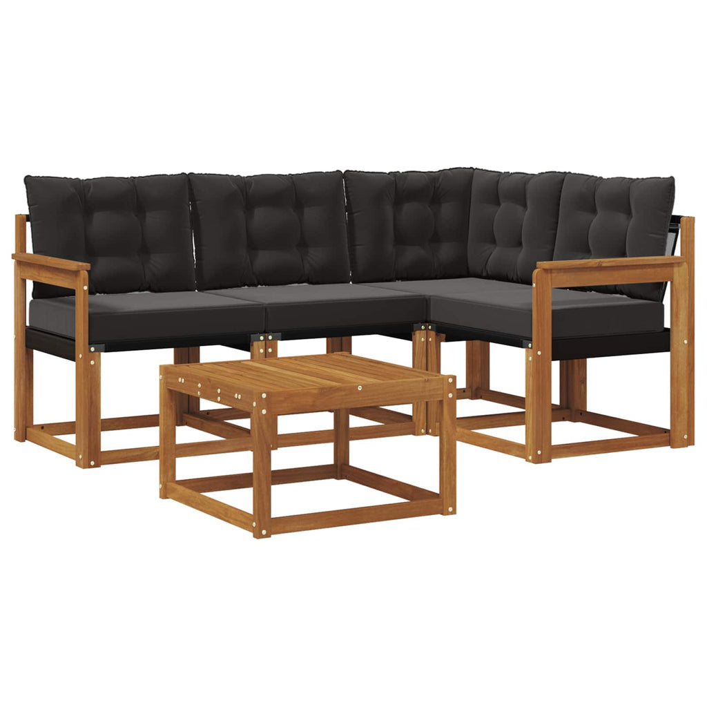 Outdoor-Sofagarnitur mit Kissen 5 pcs Natürlich und Schwarz