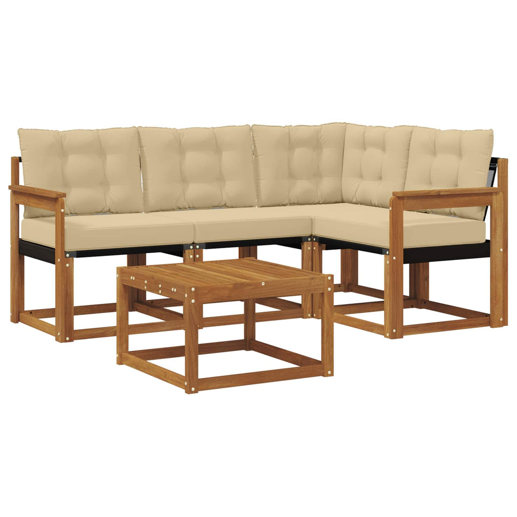 Outdoor-Sofagarnitur mit Kissen 5 pcs Natur und Beige