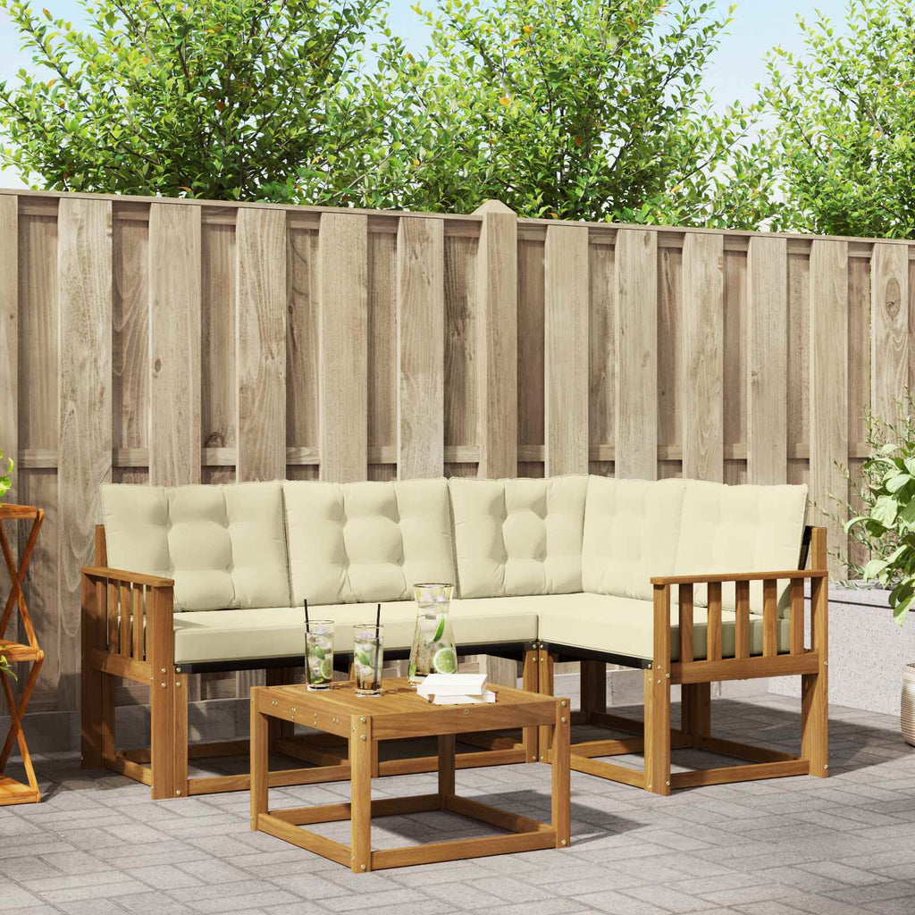 Outdoor-Sofagarnitur mit Kissen 5 pcs Natur und Creme