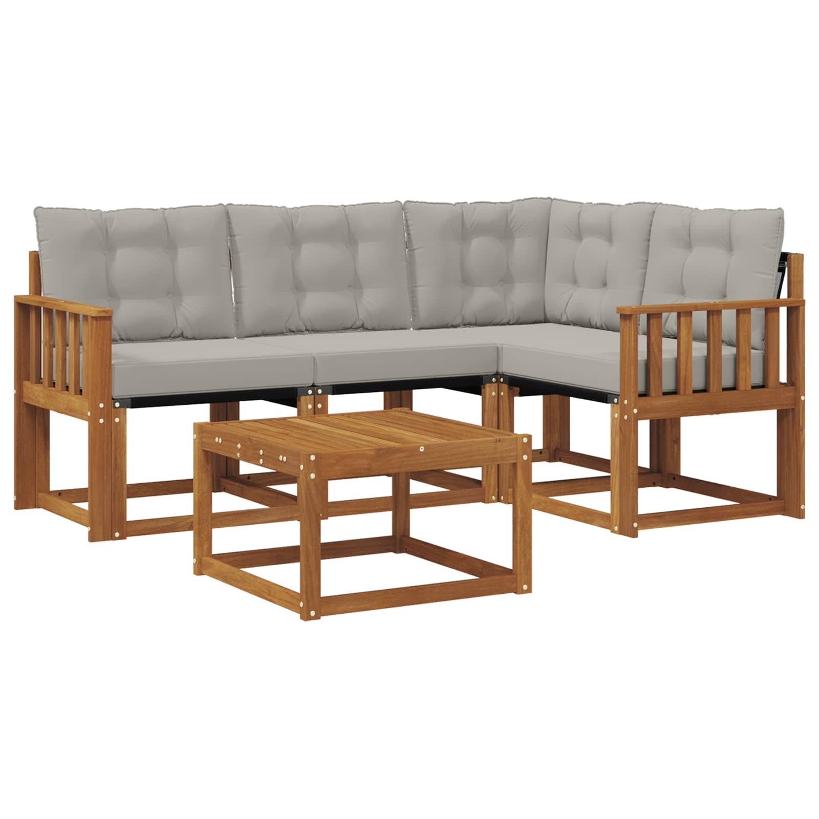 Outdoor-Sofagarnitur mit Kissen 5 pcs Natürlich und Hellgrau