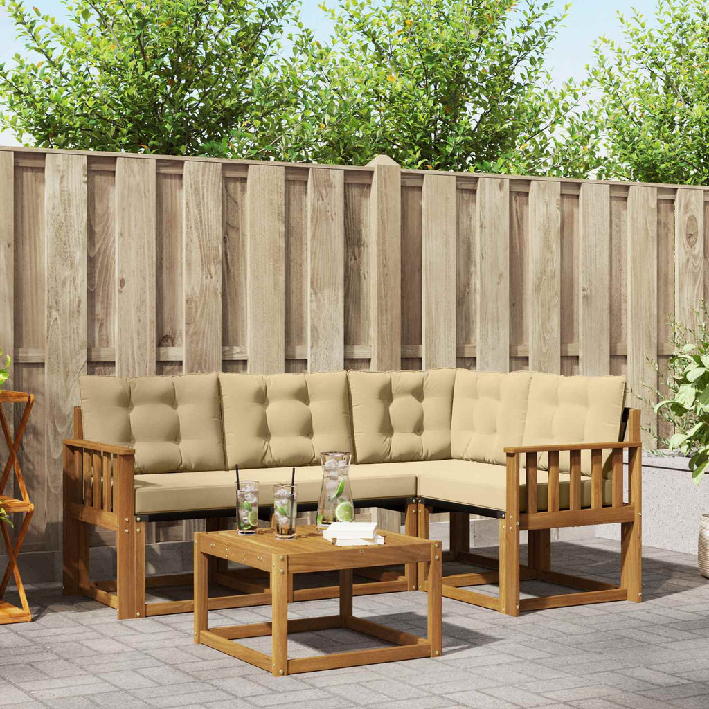 Outdoor-Sofagarnitur mit Kissen 5 pcs Natur und Beige