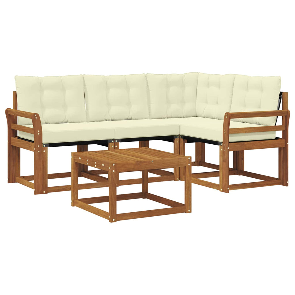 Outdoor-Sofagarnitur mit Kissen 5 pcs Natur und Creme