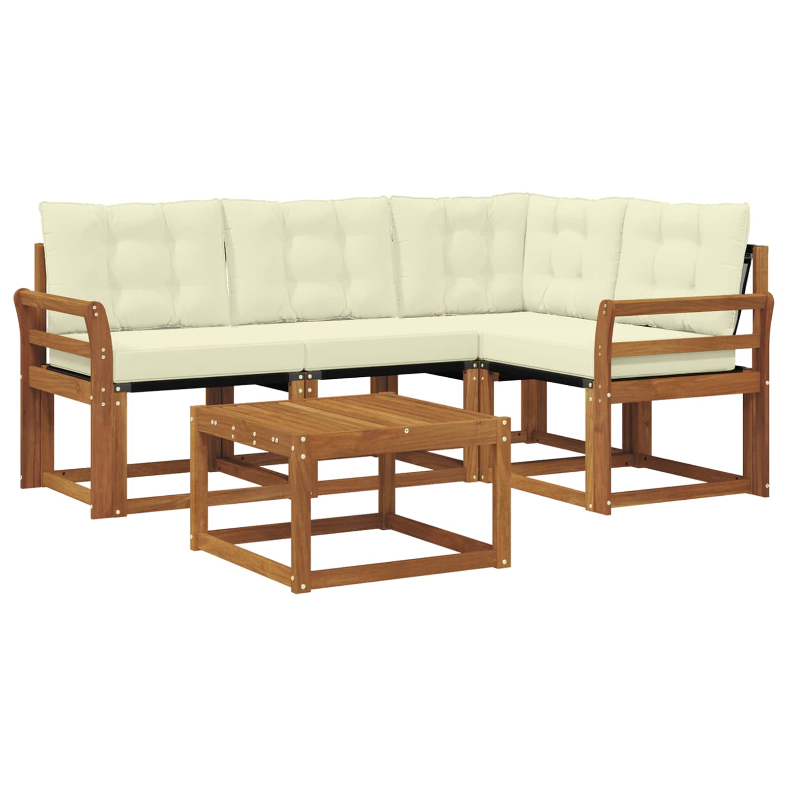 Outdoor-Sofagarnitur mit Kissen 5 pcs Natur und Creme