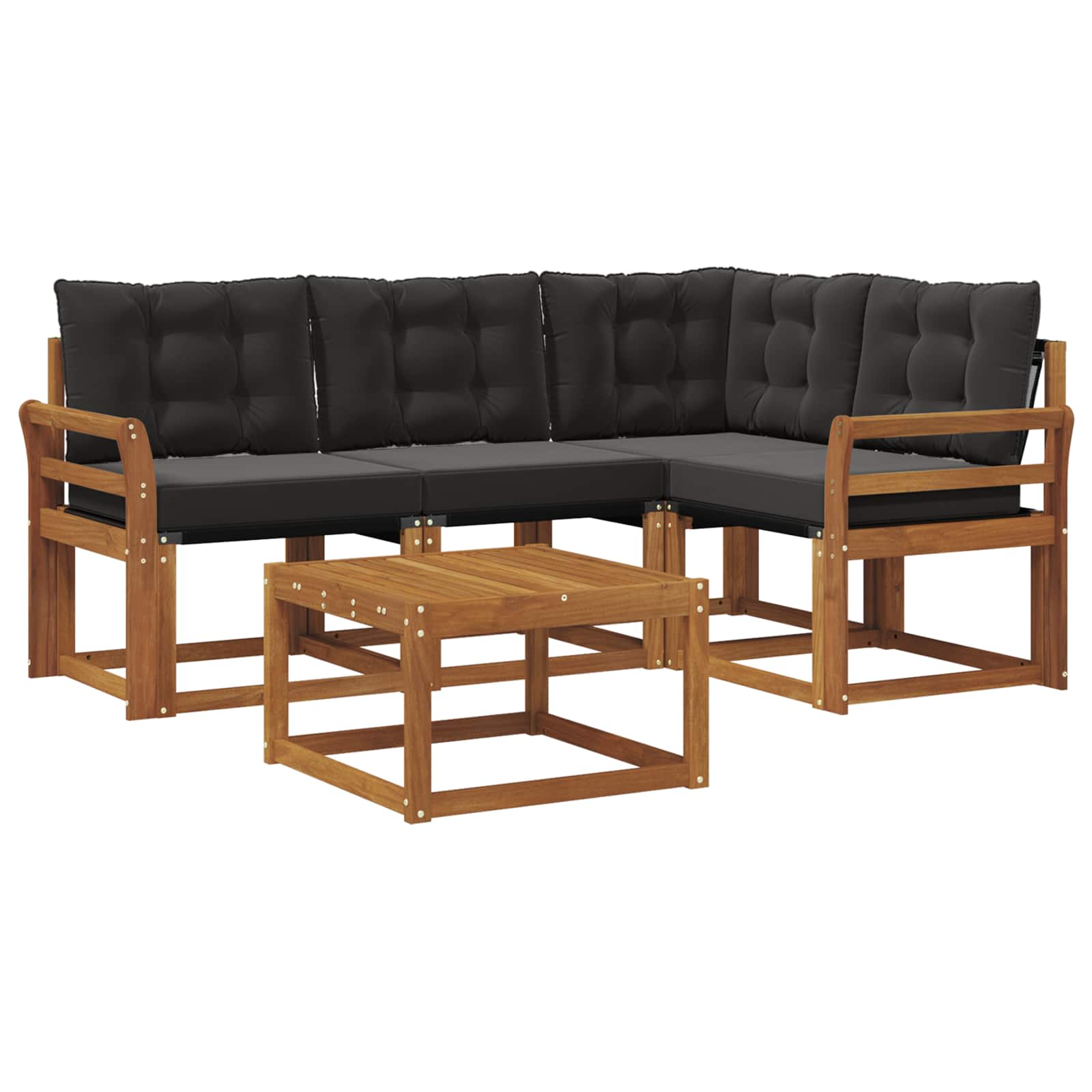 Outdoor-Sofagarnitur mit Kissen 5 pcs Natürlich und Schwarz