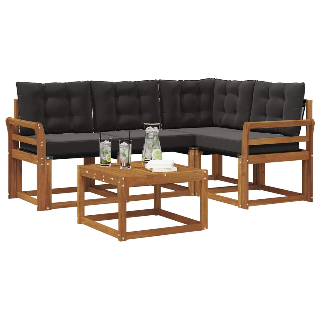 Outdoor-Sofagarnitur mit Kissen 5 pcs Natürlich und Schwarz