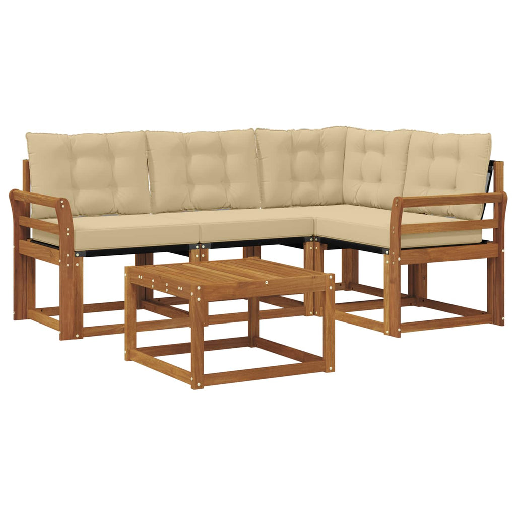 Outdoor-Sofagarnitur mit Kissen 5 pcs Natur und Beige