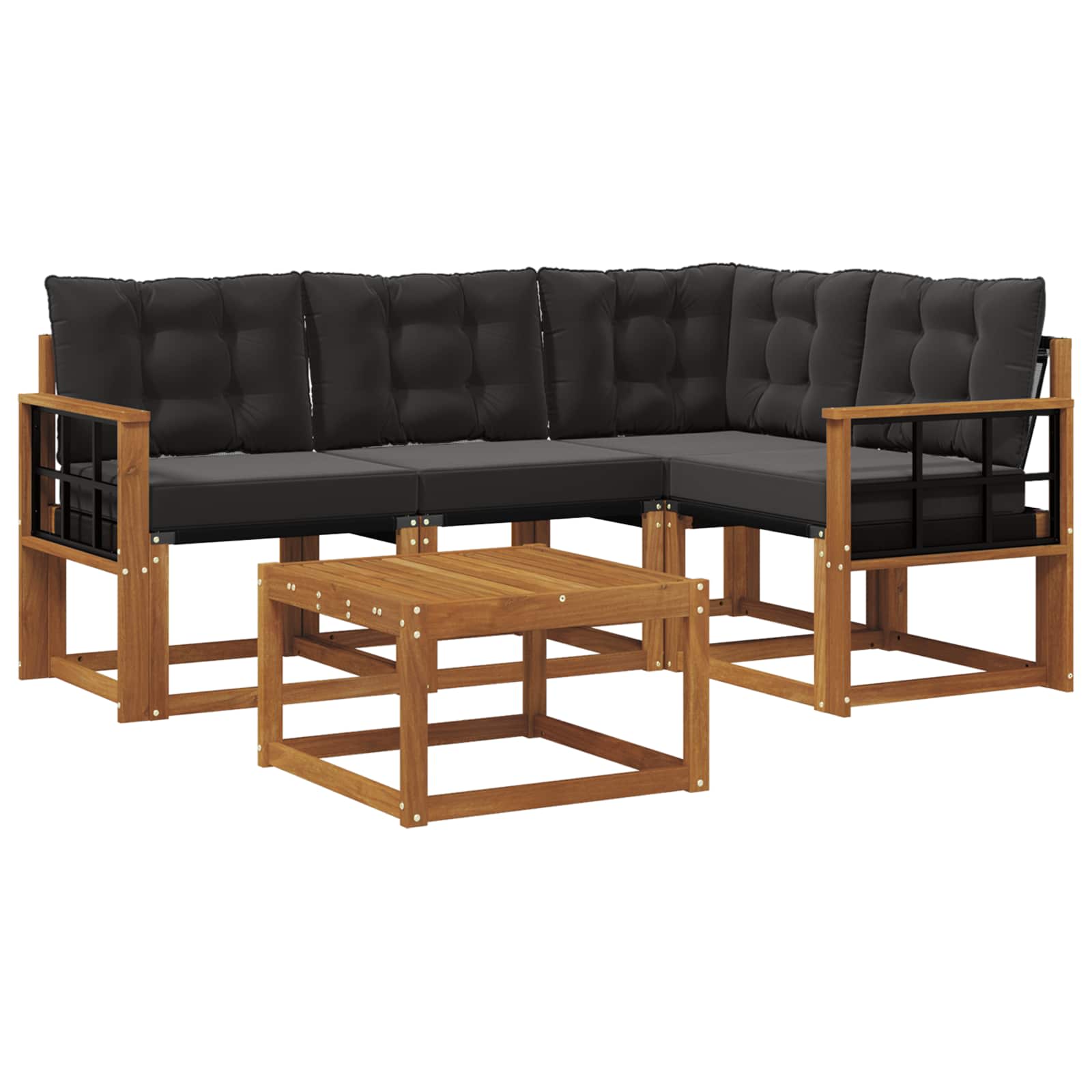 Outdoor-Sofagarnitur mit Kissen 5 pcs Natürlich und Schwarz