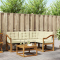 Outdoor-Sofagarnitur mit Kissen 5 pcs Natur und Creme