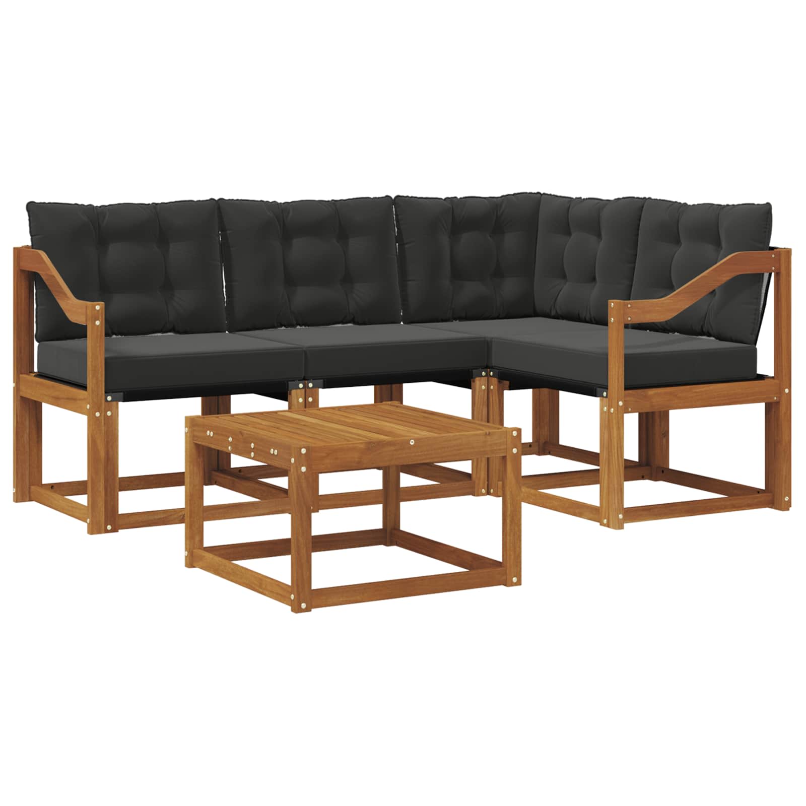 Outdoor-Sofagarnitur mit Kissen 5 pcs Natürlich und Schwarz