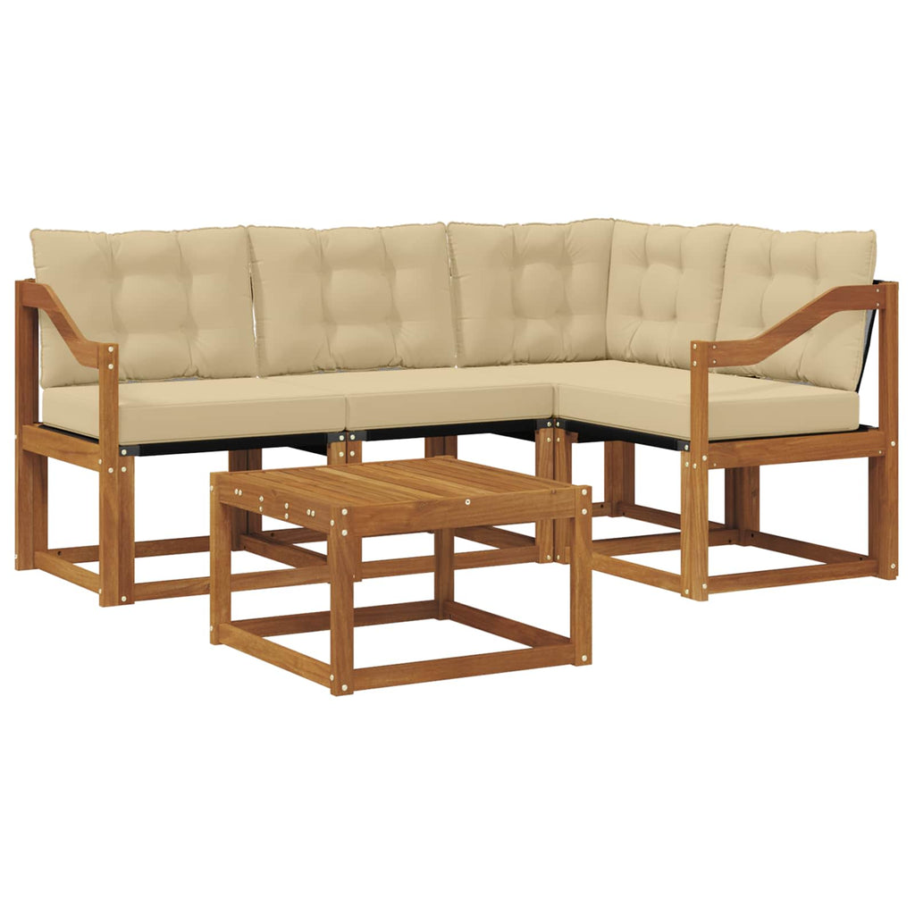 Outdoor-Sofagarnitur mit Kissen 5 pcs Natur und Beige