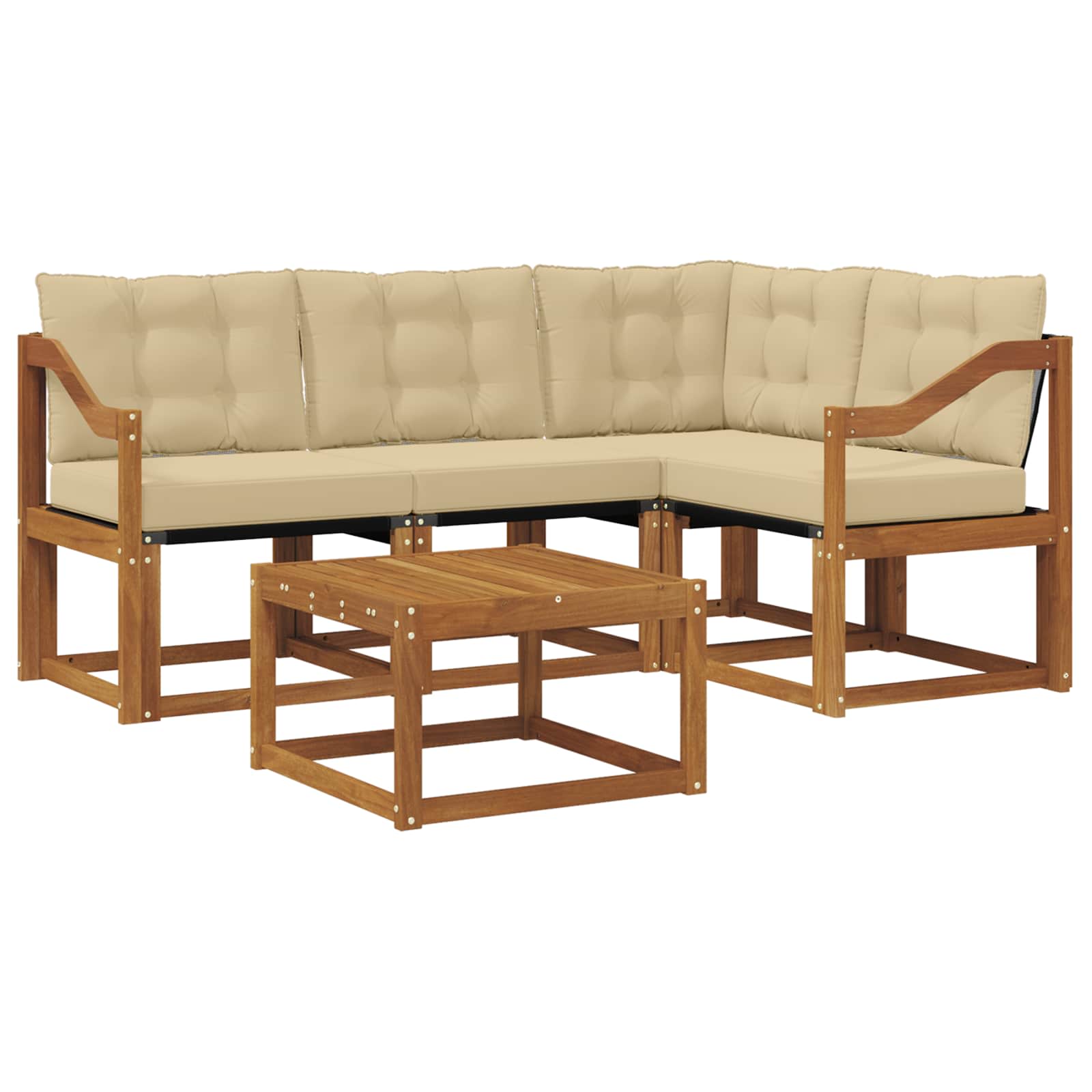 Outdoor-Sofagarnitur mit Kissen 5 pcs Natur und Beige