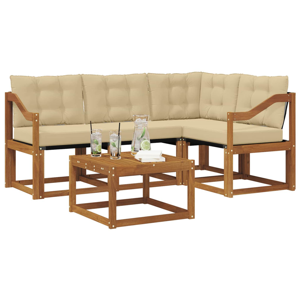 Outdoor-Sofagarnitur mit Kissen 5 pcs Natur und Beige