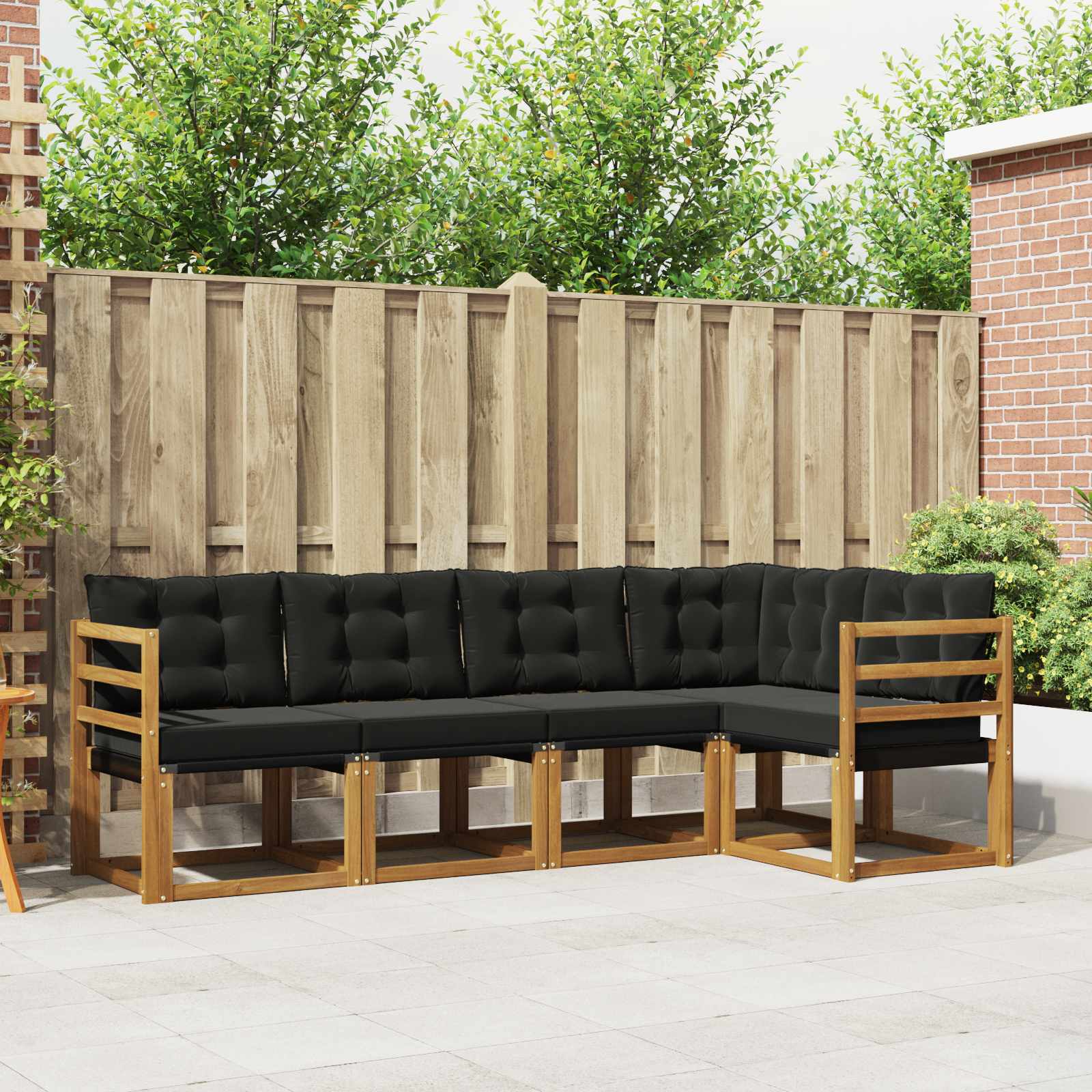 Outdoor-Sofagarnitur mit Kissen 5 pcs Natürlich und Schwarz
