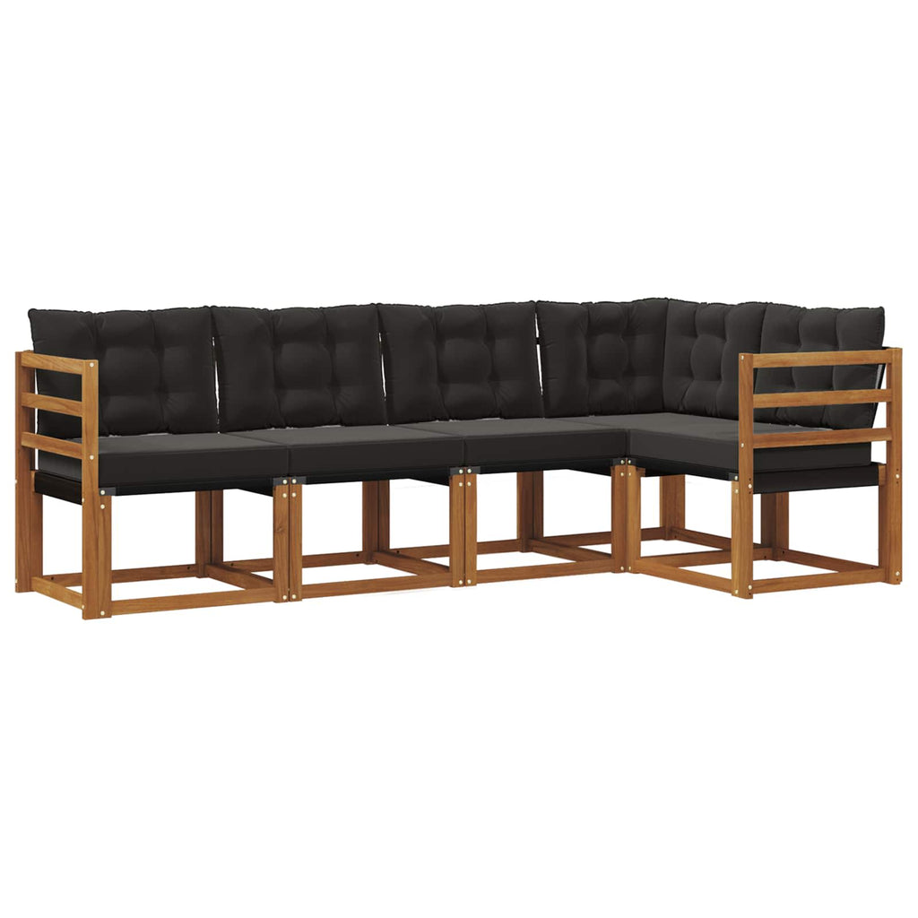 Outdoor-Sofagarnitur mit Kissen 5 pcs Natürlich und Schwarz