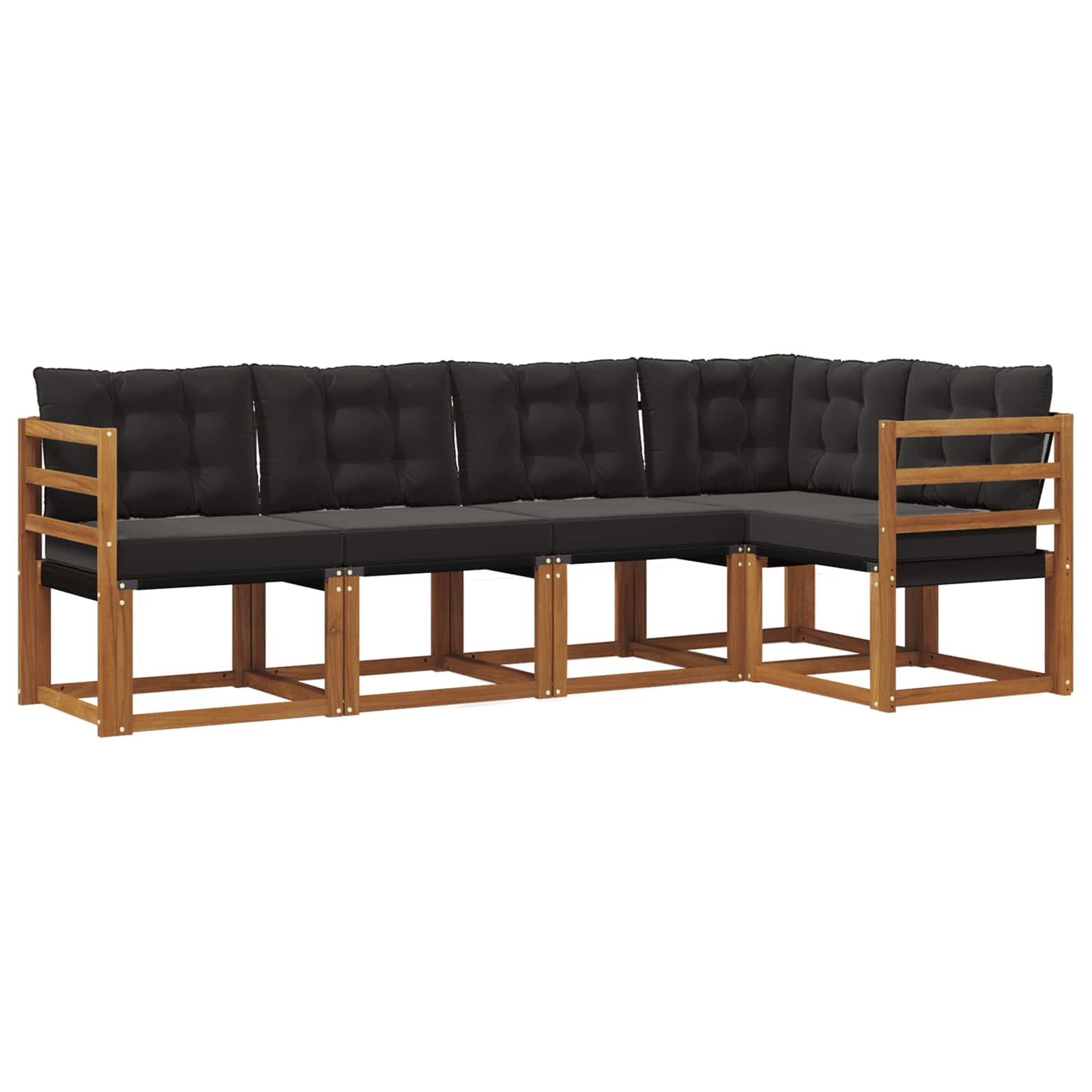 Outdoor-Sofagarnitur mit Kissen 5 pcs Natürlich und Schwarz