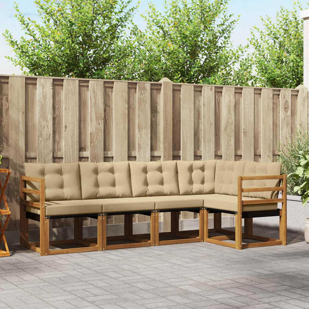 Outdoor-Sofagarnitur mit Kissen 5 pcs Natur und Beige