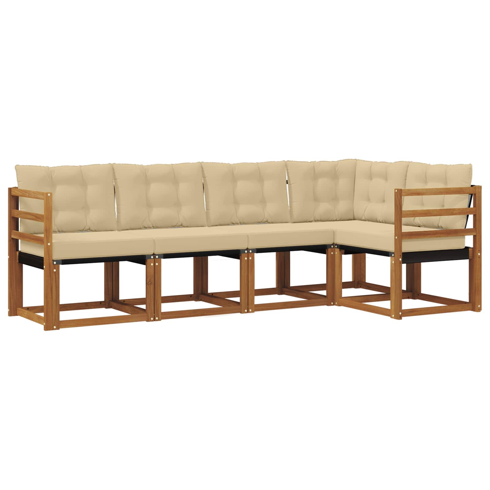 Outdoor-Sofagarnitur mit Kissen 5 pcs Natur und Beige