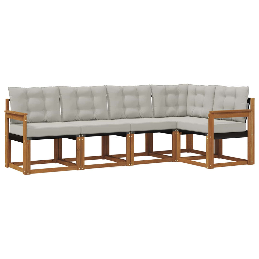 Outdoor-Sofagarnitur mit Kissen 5 pcs Natürlich und Hellgrau