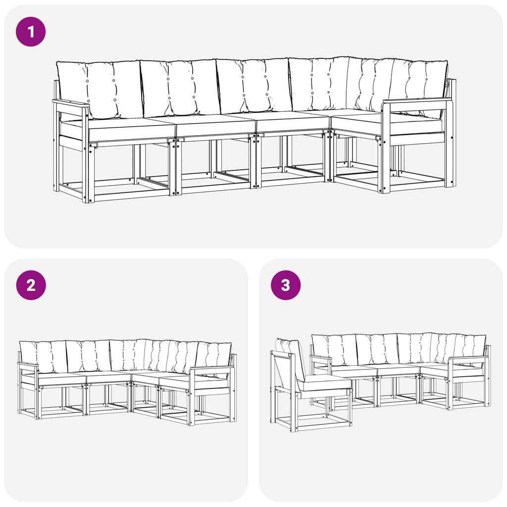 Outdoor-Sofagarnitur mit Kissen 5 pcs Natürlich und Schwarz