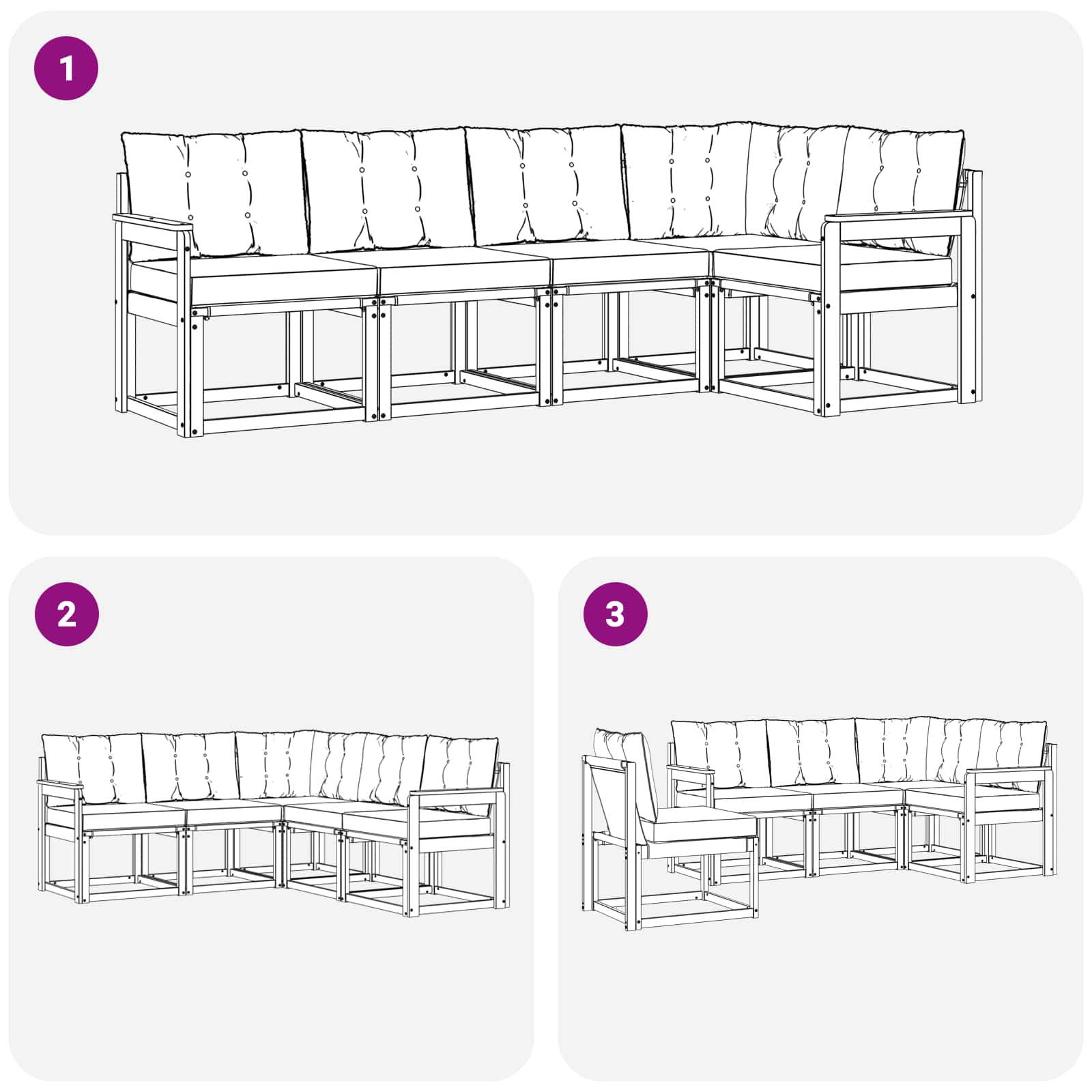 Outdoor-Sofagarnitur mit Kissen 5 pcs Natürlich und Schwarz