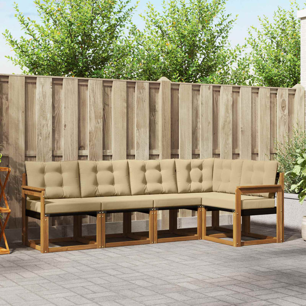 Outdoor-Sofagarnitur mit Kissen 5 pcs Natur und Beige