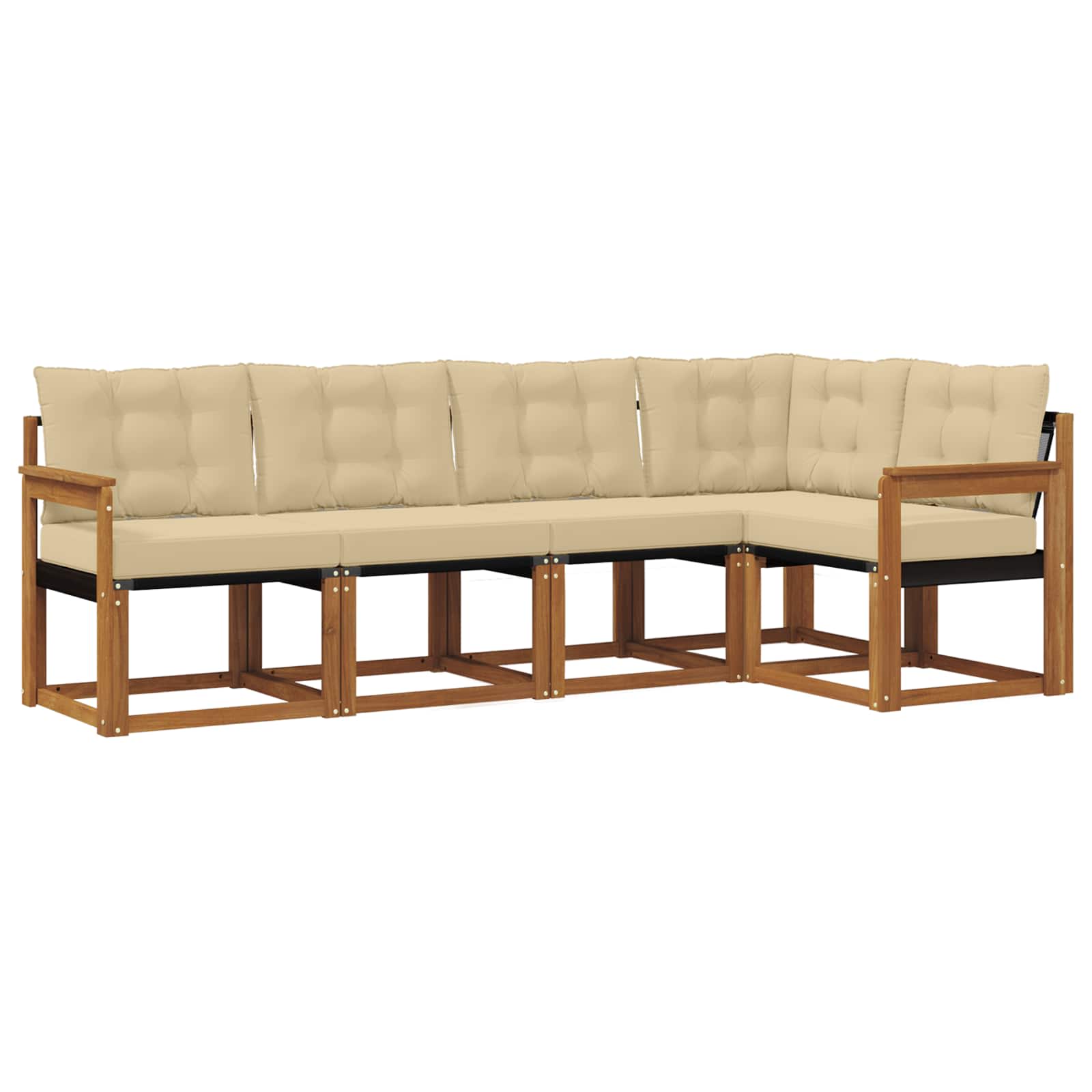 Outdoor-Sofagarnitur mit Kissen 5 pcs Natur und Beige