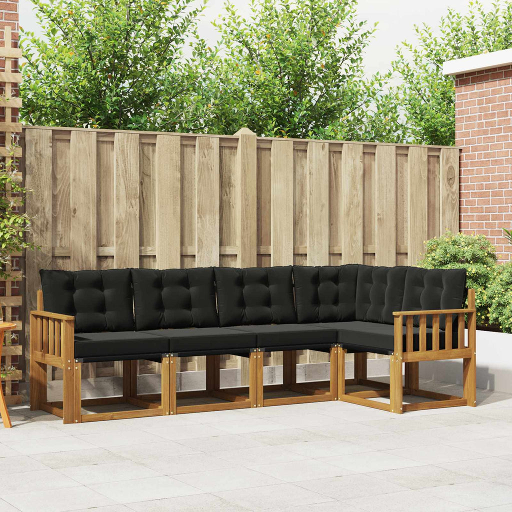 Outdoor-Sofagarnitur mit Kissen 5 pcs Natürlich und Schwarz