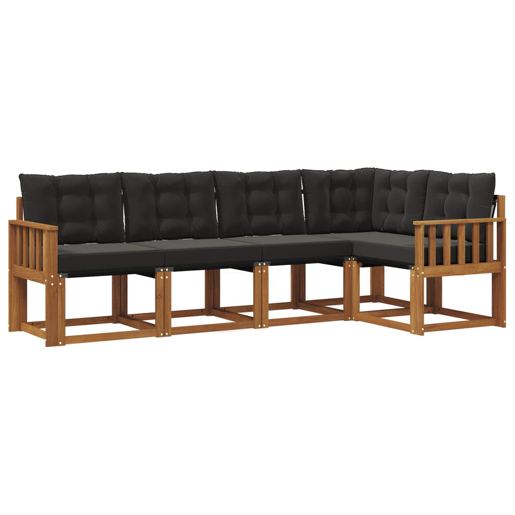 Outdoor-Sofagarnitur mit Kissen 5 pcs Natürlich und Schwarz